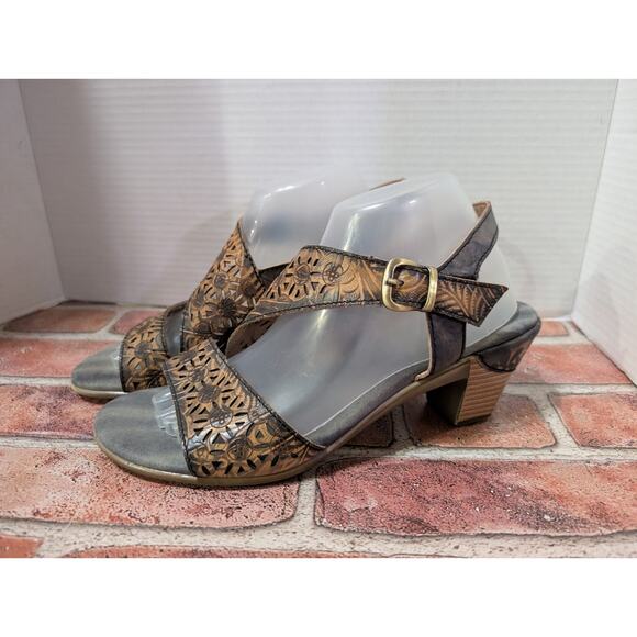 L Artiste Noreen Brown Sandals By Spring Step Size 41 US Sz 9.5 Leather Strappy - Picture 1 of 8